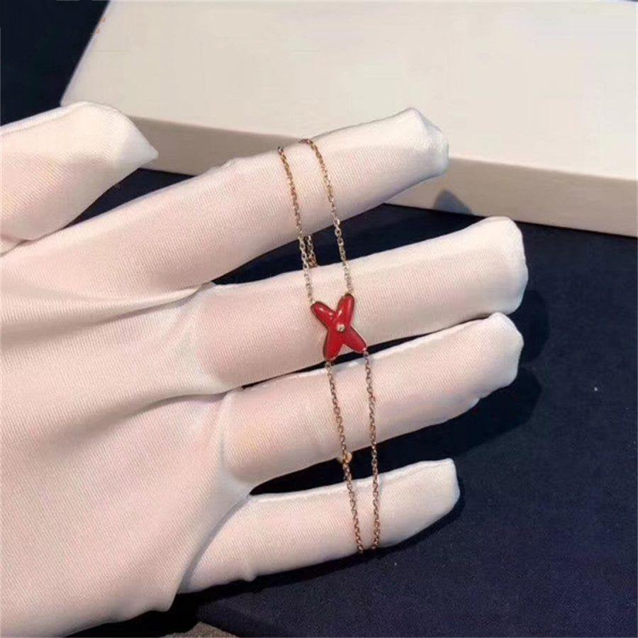 [⭐Hyrra Jewelry]JEUX BRACELET CARNELIAN PINK GOLD 1 DIAMOND