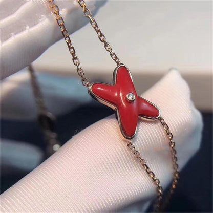 [⭐Hyrra Jewelry]JEUX BRACELET CARNELIAN PINK GOLD 1 DIAMOND