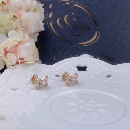 [⭐Hyrra Jewelry]JEUX DE PINK GOLD DIAMOND EARRINGS