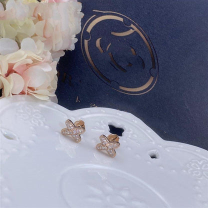 [⭐Hyrra Jewelry]JEUX DE PINK GOLD DIAMOND EARRINGS
