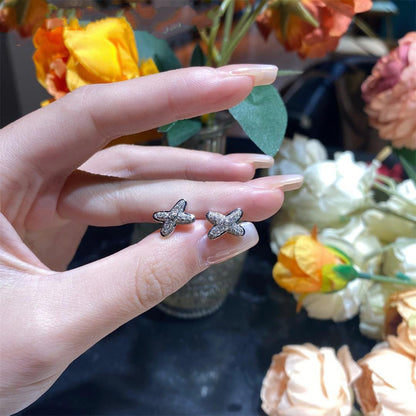 [⭐Hyrra Jewelry]JEUX DE SILVER DIAMOND EARRINGS