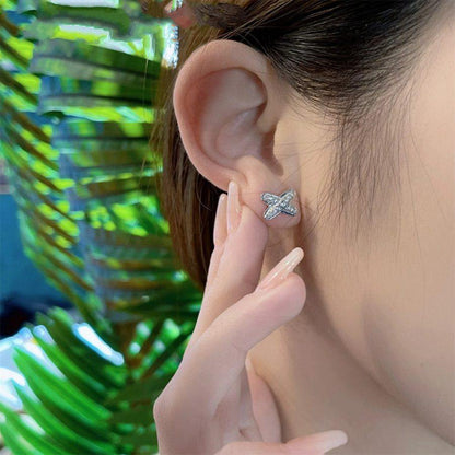 [⭐Hyrra Jewelry]JEUX DE SILVER DIAMOND EARRINGS