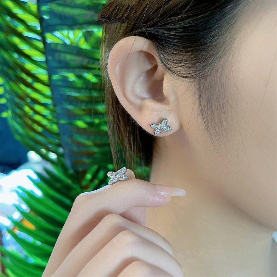 [⭐Hyrra Jewelry]JEUX DE SILVER DIAMOND EARRINGS