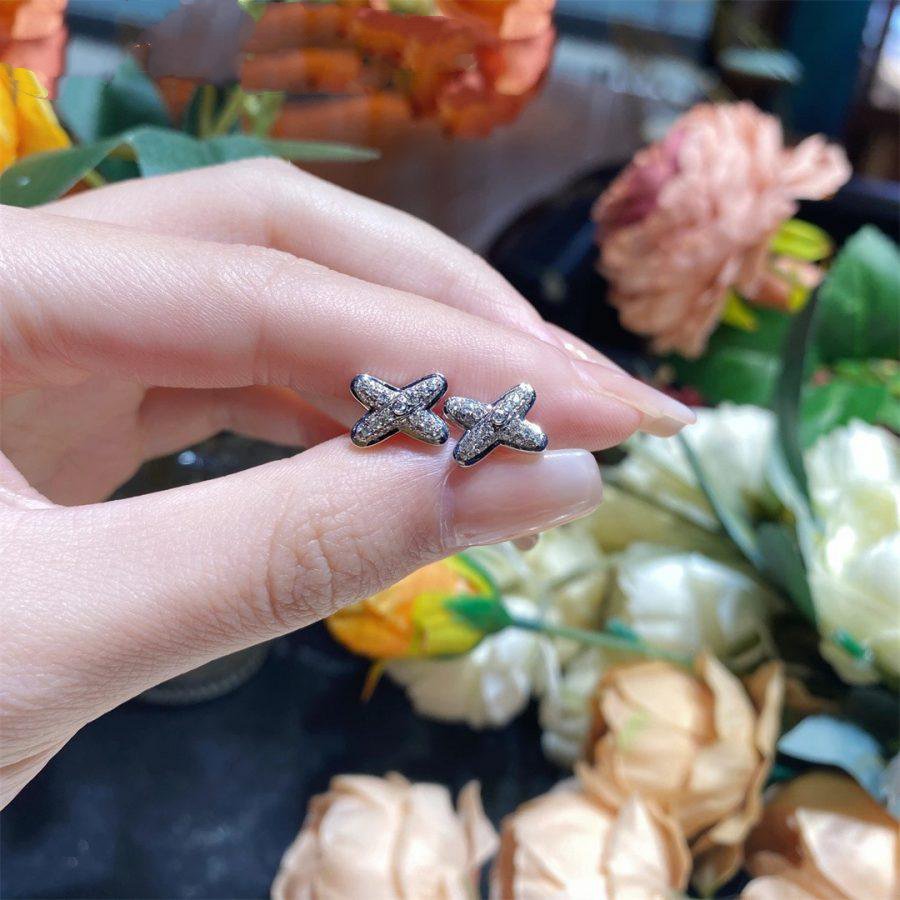 [⭐Hyrra Jewelry]JEUX DE SILVER DIAMOND EARRINGS