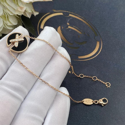[⭐Hyrra Jewelry]JEUX DE BRACELET ONYX PINK GOLD DIAMOND