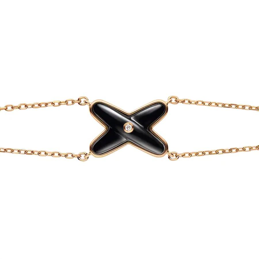 [⭐Hyrra Jewelry]JEUX BRACELET ONYX PINK GOLD 1 DIAMOND