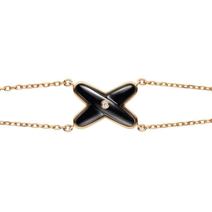 [⭐Hyrra Jewelry]JEUX BRACELET ONYX PINK GOLD 1 DIAMOND