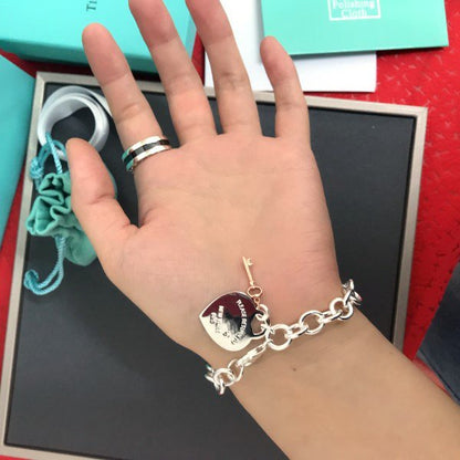 [Hyrra Jewelry]KEY HEART CARD CHUNKY INTERLOCKING BRACELET LENGTH