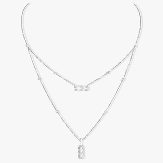 [⭐Hyrra Jewelry]MOVE 2 ROW DIAMOND NECKLACE
