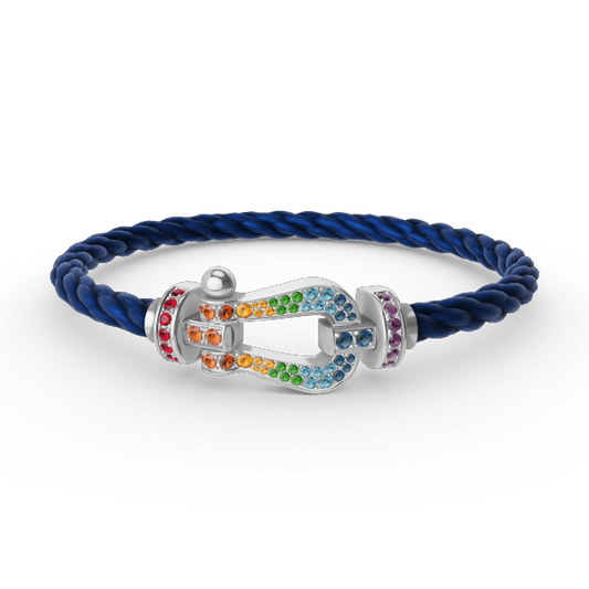 [⭐Hyrra Jewelry]FORC LARGE HORSESHOE  COLORED DIAMOND BRACELET SILVER