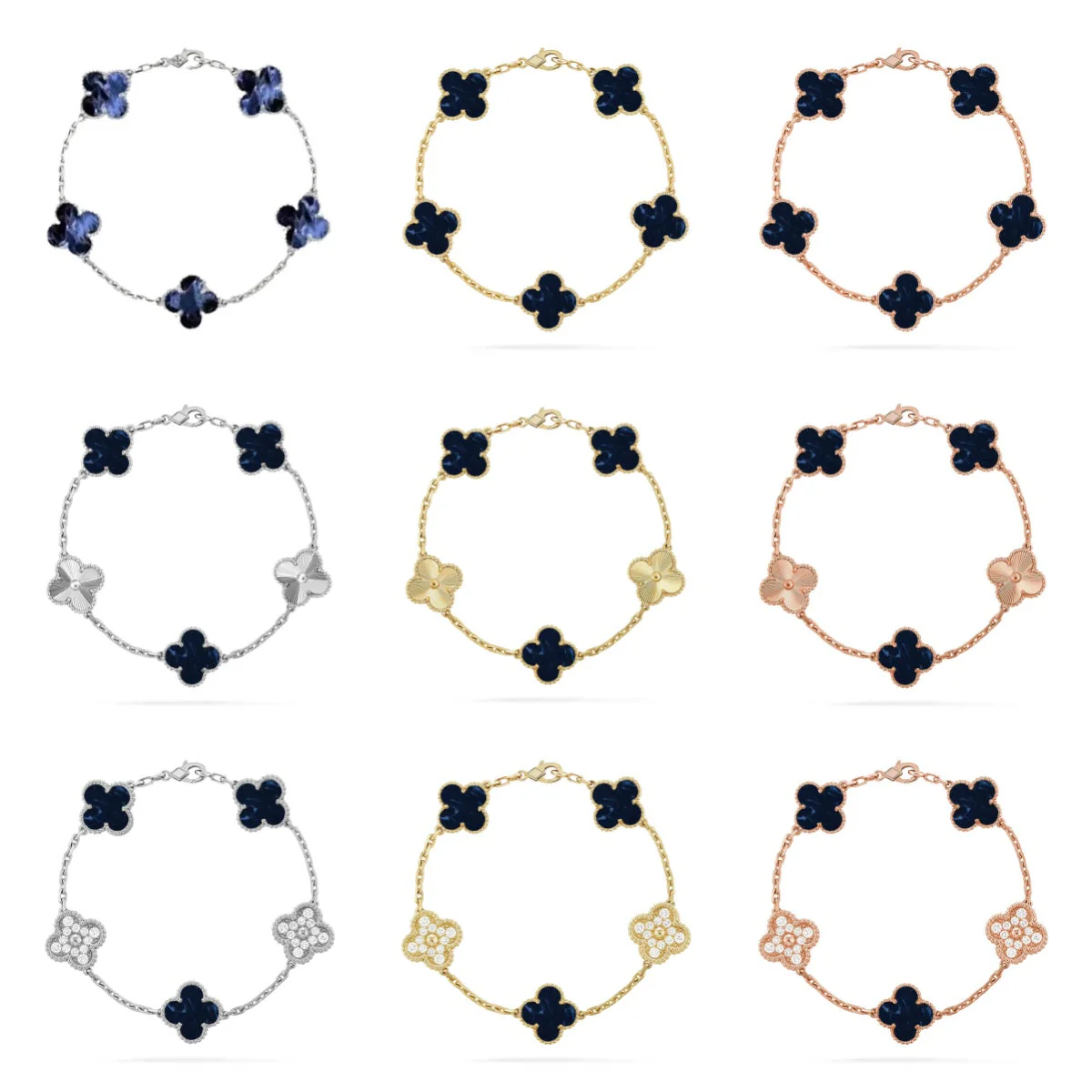 [⭐Hyrra Jewelry]CLOVER 5 MOTIF PIETERSITE BRACELET COLLECTION