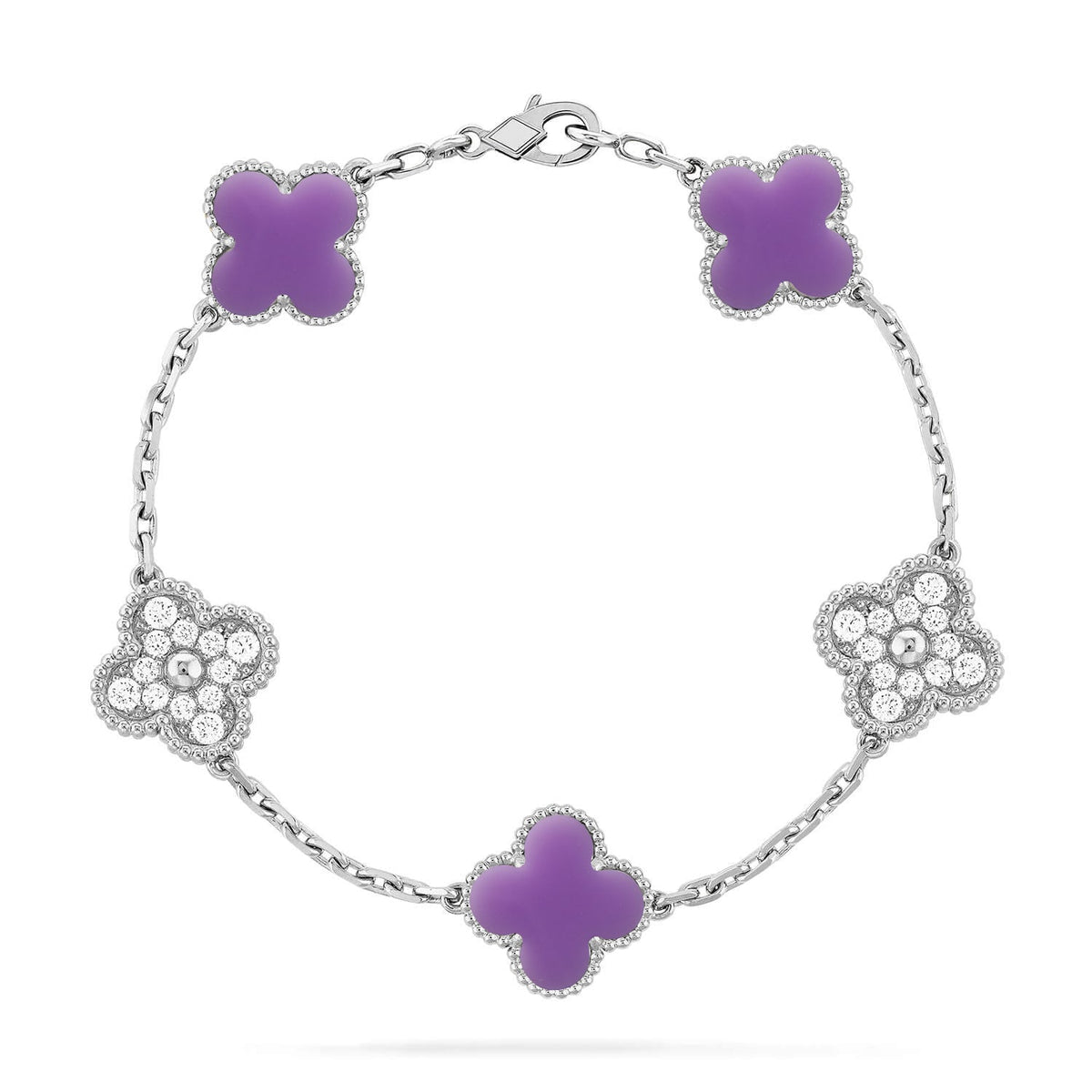[⭐Hyrra Jewelry]CLOVER 5 MOTIF LIGHT PURPLE BRACELET COLLECTION