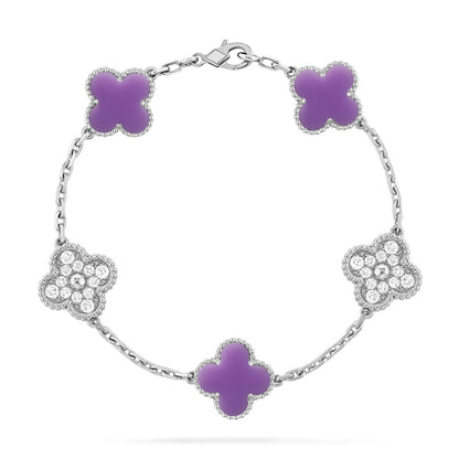 [⭐Hyrra Jewelry]CLOVER 5 MOTIF LIGHT PURPLE BRACELET COLLECTION