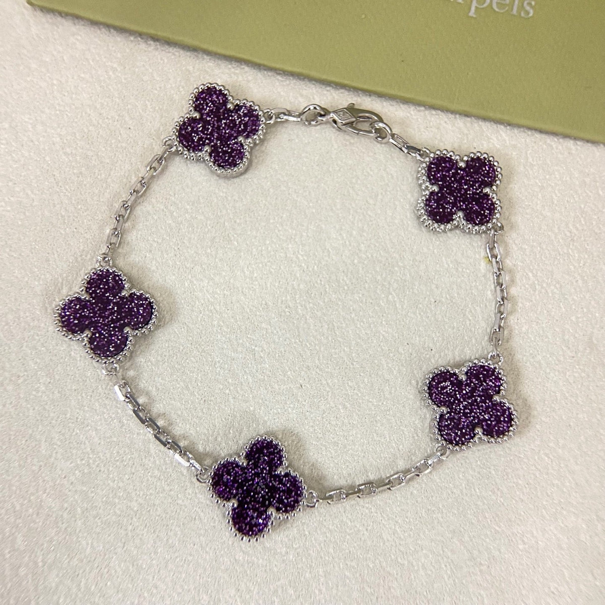 [⭐Hyrra Jewelry]NEW PURPLE SAND-GOLD FOUR-LEAF CLOVER 5-FLOWER BRACELET