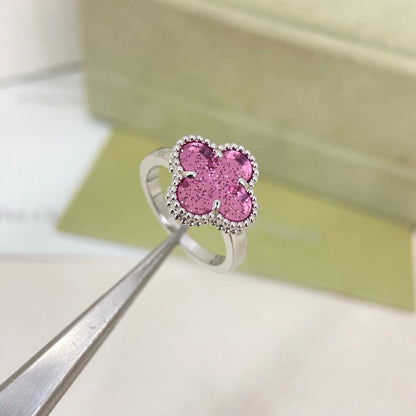 [⭐Hyrra Jewelry]NEW ROSE QUARTZ FOUR-LEAF CLOVER RING