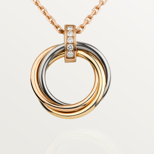 [⭐Hyrra Jewelry]TRINITY NECKLACE GOLD  DIAMONDS