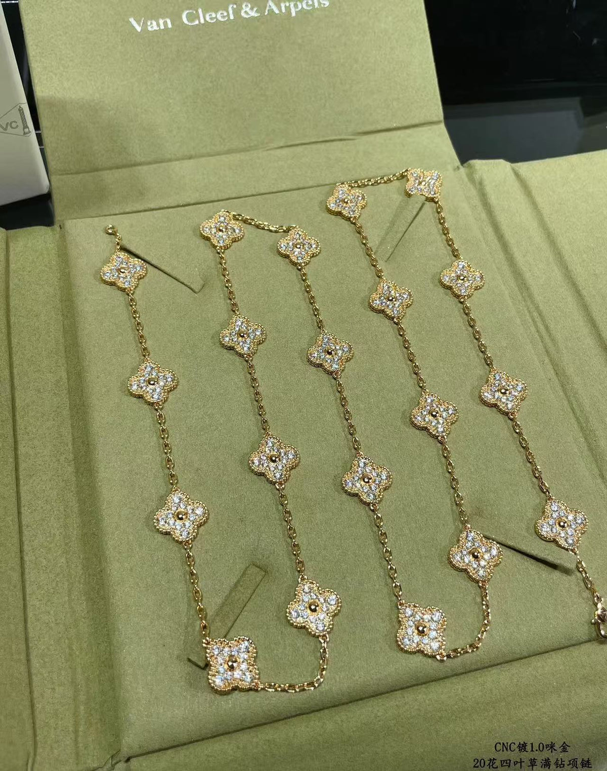 [⭐Hyrra Jewelry]CLOVER 20 MOTIFS FULL-DIAMOND NECKLACE