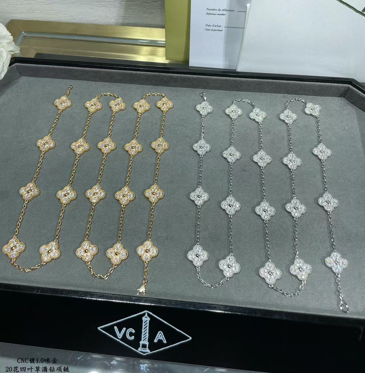 [⭐Hyrra Jewelry]CLOVER 20 MOTIFS FULL-DIAMOND NECKLACE