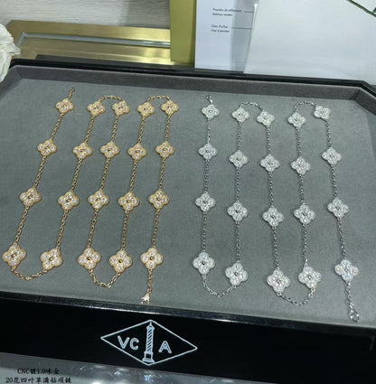 [⭐Hyrra Jewelry]CLOVER 20 MOTIFS FULL-DIAMOND NECKLACE