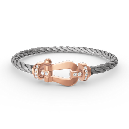 [⭐Hyrra Jewelry]FORCE LARGE HORSESHOE HALF DIAMOND BRACELET ROSE GOLD