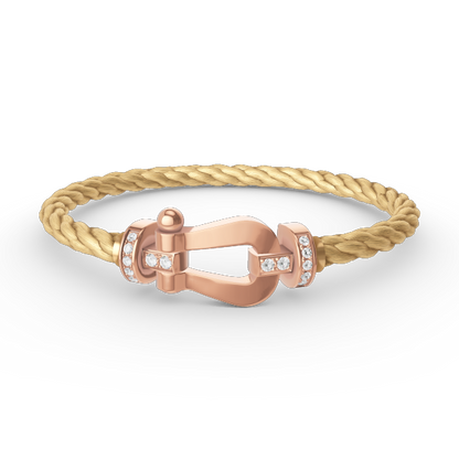 [⭐Hyrra Jewelry]FORCE LARGE HORSESHOE HALF DIAMOND BRACELET ROSE GOLD