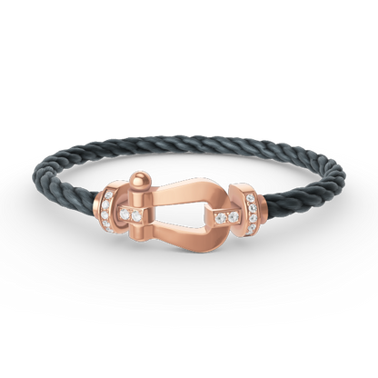 [⭐Hyrra Jewelry]FORCE LARGE HORSESHOE HALF DIAMOND BRACELET ROSE GOLD