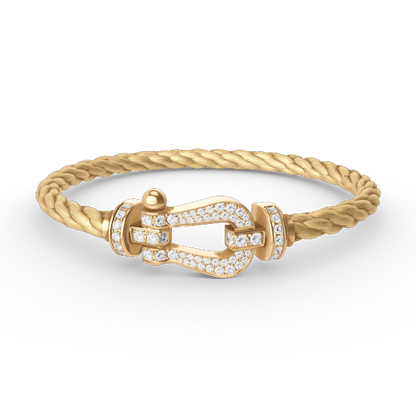 [⭐Hyrra Jewelry]FORCE LARGE HORSESHOE FULL DIAMOND BRACELET GOLD