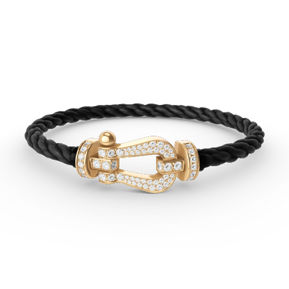 [⭐Hyrra Jewelry]FORCE LARGE HORSESHOE FULL DIAMOND BRACELET GOLD
