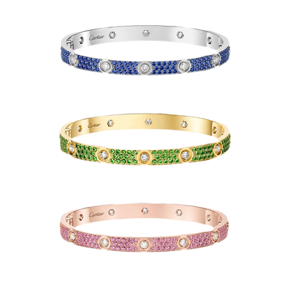 [⭐Hyrra Jewelry]2026 PAVE GEMSTONE LOVE BRACELET 6.1MM 10 DIAMONDS