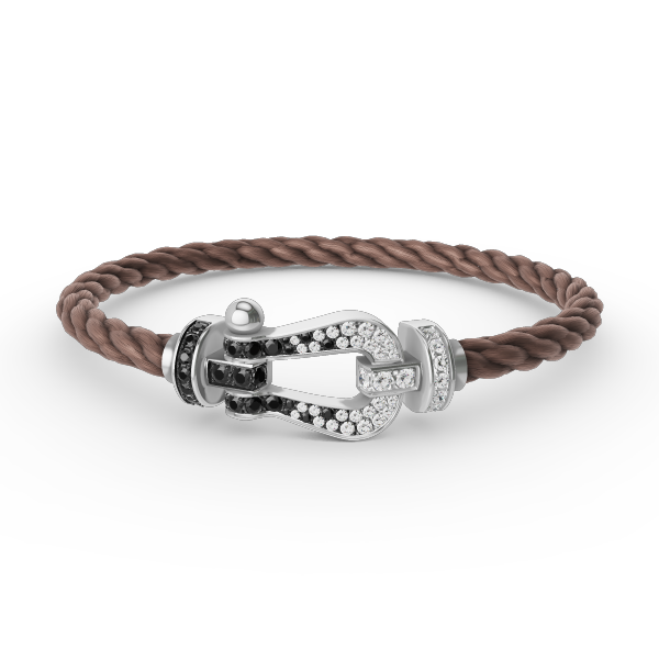 [⭐Hyrra Jewelry]FORCE LARGE HORSESHOE BLACK WHITE DIAMOND BRACELET SILVER