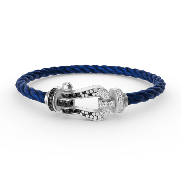[⭐Hyrra Jewelry]FORCE LARGE HORSESHOE BLACK WHITE DIAMOND BRACELET SILVER