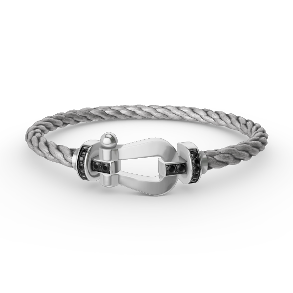 [⭐Hyrra Jewelry]FORCE LARGE HORSESHOE BLACK DIAMOND BRACELET SILVER