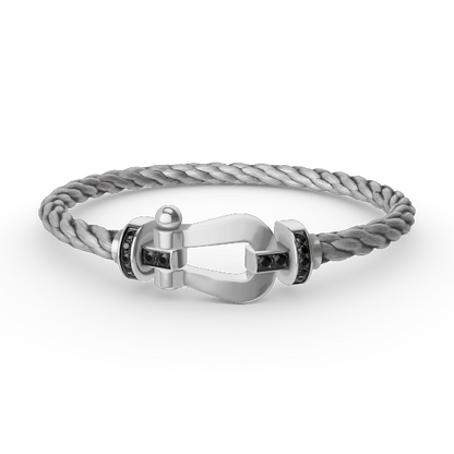 [⭐Hyrra Jewelry]FORCE LARGE HORSESHOE BLACK DIAMOND BRACELET SILVER