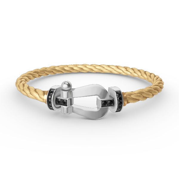 [⭐Hyrra Jewelry]FORCE LARGE HORSESHOE BLACK DIAMOND BRACELET SILVER