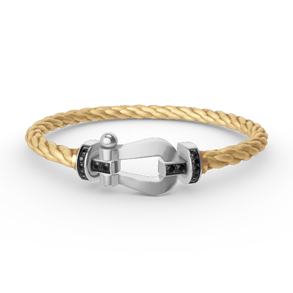 [⭐Hyrra Jewelry]FORCE LARGE HORSESHOE BLACK DIAMOND BRACELET SILVER