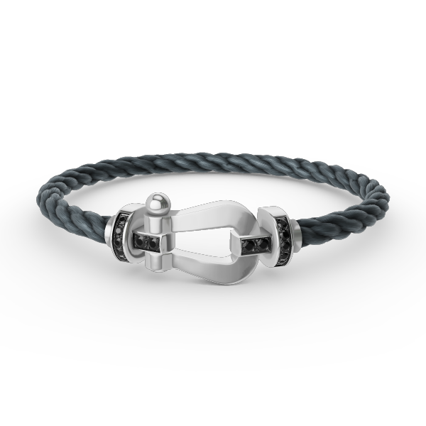 [⭐Hyrra Jewelry]FORCE LARGE HORSESHOE BLACK DIAMOND BRACELET SILVER