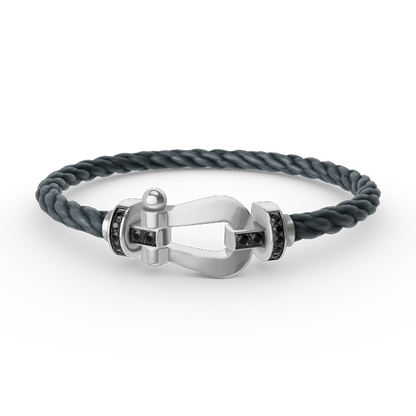 [⭐Hyrra Jewelry]FORCE LARGE HORSESHOE BLACK DIAMOND BRACELET SILVER