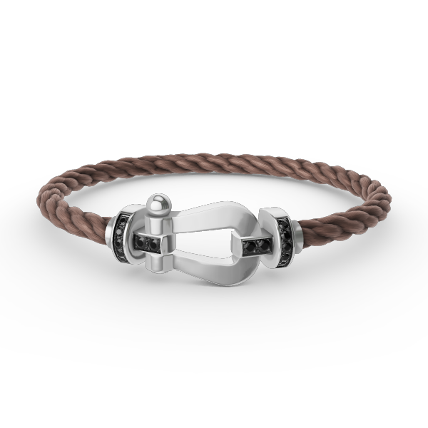 [⭐Hyrra Jewelry]FORCE LARGE HORSESHOE BLACK DIAMOND BRACELET SILVER