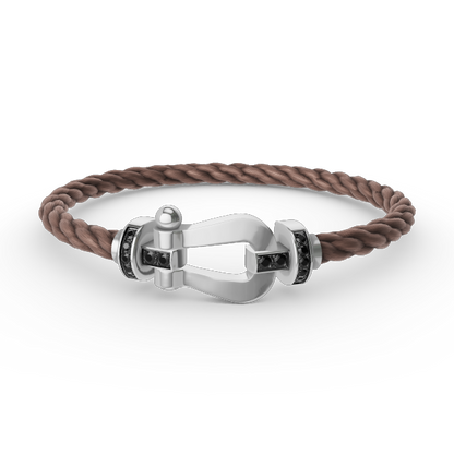 [⭐Hyrra Jewelry]FORCE LARGE HORSESHOE BLACK DIAMOND BRACELET SILVER