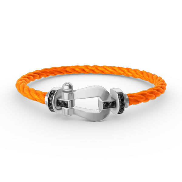 [⭐Hyrra Jewelry]FORCE LARGE HORSESHOE BLACK DIAMOND BRACELET SILVER