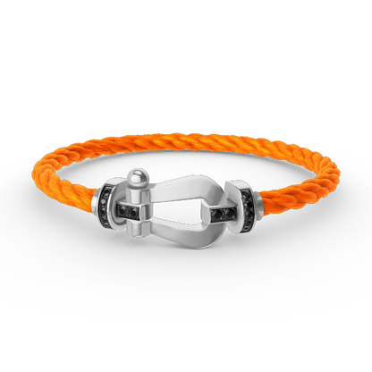 [⭐Hyrra Jewelry]FORCE LARGE HORSESHOE BLACK DIAMOND BRACELET SILVER