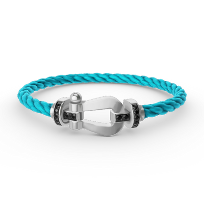 [⭐Hyrra Jewelry]FORCE LARGE HORSESHOE BLACK DIAMOND BRACELET SILVER
