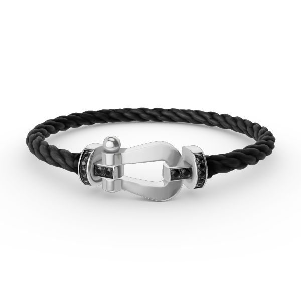 [⭐Hyrra Jewelry]FORCE LARGE HORSESHOE BLACK DIAMOND BRACELET SILVER