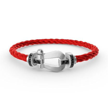 [⭐Hyrra Jewelry]FORCE LARGE HORSESHOE BLACK DIAMOND BRACELET SILVER