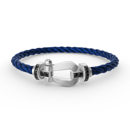 [⭐Hyrra Jewelry]FORCE LARGE HORSESHOE BLACK DIAMOND BRACELET SILVER