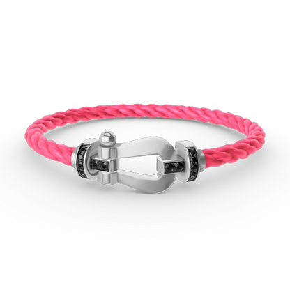 [⭐Hyrra Jewelry]FORCE LARGE HORSESHOE BLACK DIAMOND BRACELET SILVER