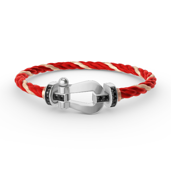[⭐Hyrra Jewelry]FORCE LARGE HORSESHOE BLACK DIAMOND BRACELET SILVER