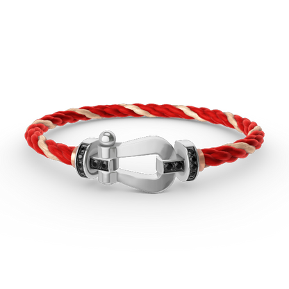 [⭐Hyrra Jewelry]FORCE LARGE HORSESHOE BLACK DIAMOND BRACELET SILVER