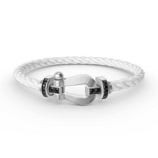 [⭐Hyrra Jewelry]FORCE LARGE HORSESHOE BLACK DIAMOND BRACELET SILVER