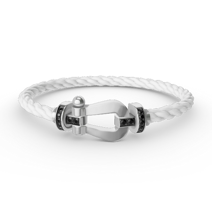 [⭐Hyrra Jewelry]FORCE LARGE HORSESHOE BLACK DIAMOND BRACELET SILVER